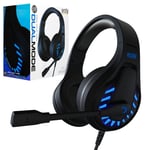 Blue Gaming Headset with Noise Cancel Mic - RGB Lights for Switch, PC, Xbox, PS