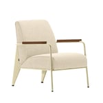 Vitra - Fauteuil de Salon, Walnut, Base Ecru, Fabric Cat. F100 Nubia Col. 02 Cream/Perle - Nojatuolit - Jean Prouvé - Beige - Metalli/Puu/Vaahto