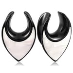 Vankula Ecarteur Oreilles Plug Tunnel Selle Jauges Coquille en Acier Inoxydable étirement extenseur Piercing 8mm à 25mm (14mm(9/16"), Noir)