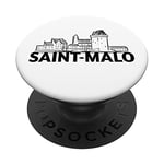 Saint-Malo France - Silhouette de silhouette de ville PopSockets PopGrip Interchangeable