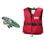 Intex K2 Challenger Kayak 2 Person Inflatable Canoe with Aluminum Oars and Hand Pump & Helly Hansen Sport II Buoyancy Aid Unisex Red/Ebony 70/90