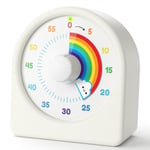 LIORQUE Minuteur Visuel Enfant Rechargeable avec Fonction Pause, Support Sonore et Muet, Timer Enfant avec Boîtier en Silicone, Convient aux Cuisine, Salle de Classe, Réunions - Blanc