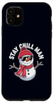 Coque pour iPhone 11 Stay Chill, Man Cool Winter Snowman, Noël