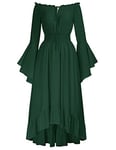 SCARLET DARKNESS Robe de Vampire Steampunk pour Femme, Robe MéDiéVale RéTro pour Femme Vintage, Robe Longue Vert foncé XXL