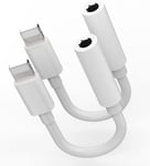 Adaptateur Lightning Vers Jack 3.5Mm(Lot De 2) Pour Iphone 14 Pro Max Casque Connecteur Auxiliaire Audio Câble Certifié Pour Apple Mfi Splitter Voiture Mp3 Pour Ipad Air Écouteur R[CAS313587]