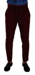 DOLCE & GABBANA Pants Dress Bordeaux Velvet Mens Formal Trouser IT48/ W34/M