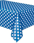 Royalblå Plastduk med Vita Polka Dots 274x137 cm