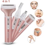 Rasoir Electrique Femme,4 en 1 Kit de la Epilation USB de Rechargeable Impermeable,Tondeuse Bikini,Maillot,Visage,Sourcils,Nez