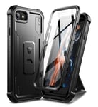 Dexnor pour Coque iPhone 7/8/SE 2020/SE 2022, [Protecteur d'écran intégré et Support] Etui de Protection Antichoc Robuste de qualité Militaire pour Apple iPhone SE2/SE3 - Noir