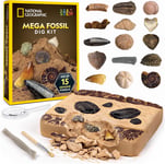 NATIONAL GEOGRAPHIC Mega Fossil Dig Kit - Excavate 15 Genuine Prehistoric Kids