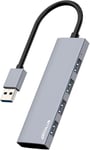 Hub Usb 3.0 En Alliage D'Aluminium Ultra Fin,Répartiteur Usb Portable À 4 Ports,Hub Usb Pour Ordinateur Portable,Pc,Macbook,Imac,Surface Pro,Mac Pro,Clé Usb,Xps Gris