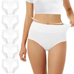 FALARY Culotte Femme Taille Haute Coton 5 pièces Blanc M