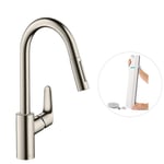 Hansgrohe - Robinet de cuisine avec douchette HANSGROHE Focus M41 240 sBox 2 jets aspect acier inox- Gris