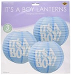 Beistle 54576 3-Pack It's a Boy Paper Lanterns, Light Blue/White