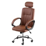 Home Accessories Computer Chair Office Chair Student Chair Ergonomic High Back Comfortable Chair (Nylon Foot + Headrest) Brown