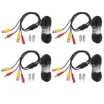 4Pcs Bnc Video Power Cable Cctv Wire Cord Security System Accessories(10M