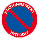 Panneau rond signalisation prépercé + chaine plastique rouge/blanc - Stationnement interdit