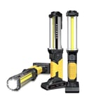 WARSUN Lampe de Travail Baladeuse Sans fil LED Rechargeable 1500 Lumens COB Portable Lampe Mecanicien avec Base Magnique et Crochet pour réparation [Classe énergétique A+++](2 Pièce)