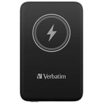 Verbatim Magnetic Power Bank 10000mAh Chargeur sans Fil 15W 20W PD par USB-C, Banque d'alimentation Petite et magnétique pour iPhone 15, 14, 13, 12, Pro, Max, Samsung, iPad, Noir