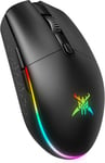 Souris sans Fil Gamer,Rechargeable 8000 DPI Souris Gaming,Double Mode 2,4G et Souris Filaire,6 Modes RGB,Souris PC sans Fil avec Boutons Programmables,Compatible avec Windows XP/11/10/8/7(Q1194)