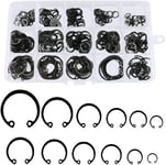 Circlips 225 Pièces Circlips Assortiment 8mm à 24mm Noir Circlips Internes Clips en C Kit Outillage Mecanique pour Rétention Externes de Pièces Mécaniques avec Boîte de Rangement