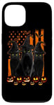 Coque pour iPhone 13 Black Cat Witch Hat American Flag Funny Halloween Costume