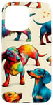 iPhone 15 Pro Max Colorful Pop Art Sausage Dog Lover Dachshund Case