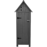 Abri de Jardin en Bois Gris 66 x 46 x 178 cm Cabane Cabanon Toit en Asphalte - Imperméable - Espace Extérieur Stockage Rangement Jardin Outils - [Kit