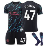 23-24 Manchester City Second Away Soccer Jersey Set No.47 FODEN Soccer Set Uniform With Socks For Adult Kids-WELLNGS 24