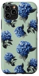 iPhone 11 Pro Blue Hydrangea Pattern Botanical Theme Design Case