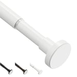 WELDUN Curtain Tension Rod Extendable, 46-155CM No Drill Telescopic Shower Curtains Rail, Adjustable Strong Spring Rod for Window Bathroom, Bedroom, White