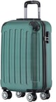 TRVLMORE Valise Cabine 55x35x25 - Bagages Cabine - Bagage Cabine 55x35x25 - Petite Valise - Valise Cabine 55x40x20 - Valise Rigide - Valise Roulette - Trolley Voyage - Suitcase - Vert