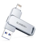 BLANBOK+ MFI Certified Memory Stick 128G USB Flash Drive for iPhone USB Stick USB Memory Sticks Photo Stick for iPhone/iPad/Android/PC