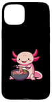 Coque pour iPhone 15 Plus Axolotl Mangeant des ramen Kawaii Anime Mangeant des nouilles japonaises