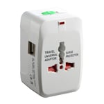 Adaptateur de voyage universel 1500W, 2 ports USB, s&eacute;curit&eacute; pour enfants, adaptateur de prise International multifonctionnel, chargeur mural 100-250V