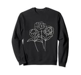 Line Art Flowers Peonies Minimal Vintage Boho Sweatshirt