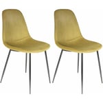 Altobuy - alessia - Lot de 2 Chaises Velours Côtelé Jaune Moutarde