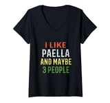 Womens Retro Paella Lover. I Like Paella And Maybe 3 People V-Neck T-Shirt