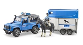 BRUDER - Véhicule de police - LAND ROVER Defender avec van, Policier et cheva...