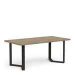 Demeyere Table Salle A Manger Industrielle 10/12 Personnes en Bois – Coloris Chêne Halifax & Noir Mat-180 x 75 x 90 cm, 182 x 75 x 90 cm