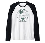 SpongeBob SquarePants Group Save The Ocean Earth Day Text Raglan Baseball Tee