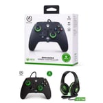 Manette XBOX ONE-S-X-PC NOIRE Verte HINT Officielle + Casque Gamer PRO XH5 SPIRIT OF GAMER XBOX ONE/S/X/PC