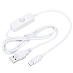 Câble USB avec interrupteur marche/arrêt 501, câble d'alimentation USB mâle vers micro USB mâle 100 cm pour équipement numérique LED lampe de bureau bande LED blanc