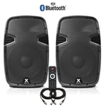 Pair Vonyx 12" Bluetooth Active Powered Speaker MP3 USB DJ PA Disco Party 1200W