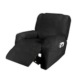 Housse de Fauteuil Inclinable Relax 1 Pièce, Housse de Fauteuil Extensible en Velours, Housse de Fauteuil de Massage Lavable à la Maison, Protecteur de Fauteuil Inclinable (1 Place(4pièces), Le noir)