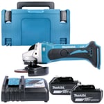 Makita DGA452 18V LXT li-ion 115mm Cordless Angle Grinder With 2 x 6.0Ah Batt...