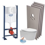 Grohe - Pack wc Bâti autoportant + Cuvette sat sans bride, fixations cachées + Plaque blanche + Set habillage (ProjectSATrimless-4-sabo)