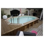 Piscine hors sol bois octogonale - 300x490x120cm - Liner Beige - Liner Beige -SUNWATER  