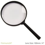 4 Inch Magnifying Glass X3 Large 100mm Magnifier Glass Lens Jumbo Wide Focus