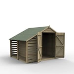 Forest Garden 8x6 4Life Overlap Pressure Treated Apex Shed with Double Door And Lean To (No Window / Installation Included)